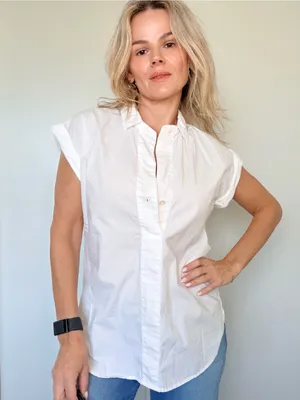 J. Crew White Short-Sleeve Popover Shirt thumbnail 4