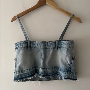 Zara Trf‎ Skirt Style Denim Crop Top thumbnail 6