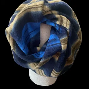 Blue Striped Beanie with Ponytail Hole thumbnail 2