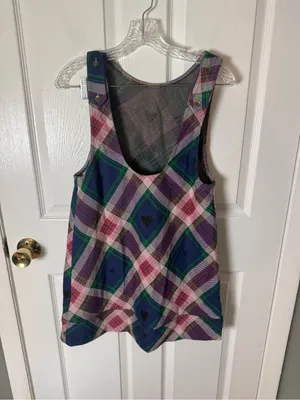 Free People Carven Plaid Mini Dress in Berry Combo S thumbnail 4