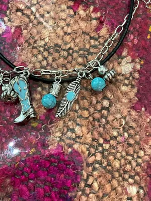 Silver and Turquoise Charm Bracelet Blue thumbnail 9