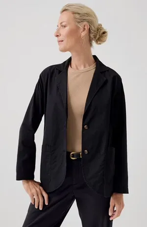 NWT Pact Cotton Twill Blazer Womens Sz Medium Workwear Career Organic Cotton thumbnail 1