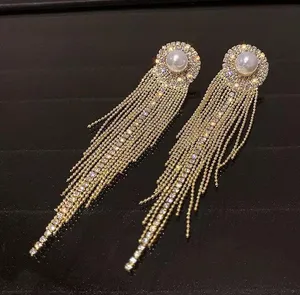 Tassel gold earring statement chandelier sexy party new thumbnail 2