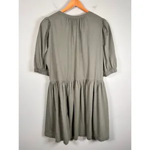 Summersalt Babydoll Dress Womens Medium Green Pima Cotton‎ Puff Sleeve coastal thumbnail 3