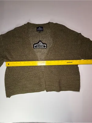 NWT Angie Olive Green Knit Cropped Cardigan Sweater with bell sleeves thumbnail 3