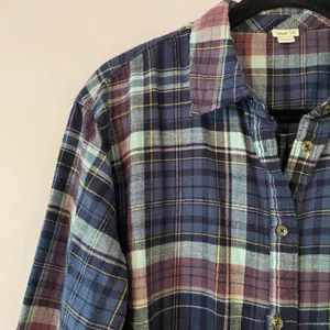 Aerie Blue Purple Plaid Button Down Shirt Western Boho Loungewear Women Medium thumbnail 3