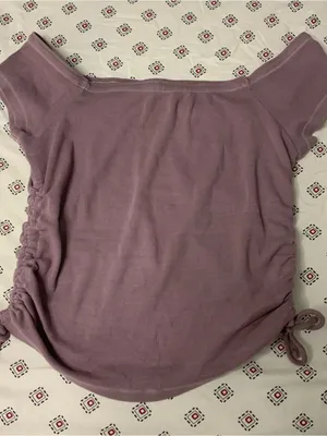 Women's Ruched Side Short Sleeve Top in Dusty Mauve thumbnail 2