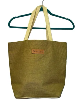 Wisteria Jute Tote Bag Natural Fiber Market‎ Beach Bag Green thumbnail 1