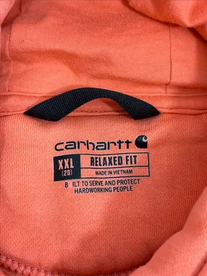 Carhartt Orange Coral Logo Hoodie Size XXL (20) thumbnail 3