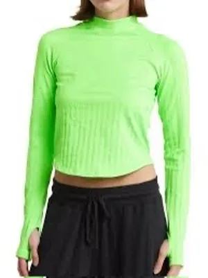 FP Movement $68 NWT Free People Pullover Top Long Sleeve Crew M/L Green Stretch thumbnail 9