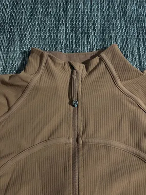 Lululemon Ribbed Nulu Cropped Define Jacket Lightweight Soft Roasted Brown Sz 12 thumbnail 3