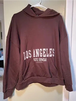 Pacsun Women's Sz Large Pacific Sunwear LA Texture Hoodie Chocolate Brown Cotton thumbnail 4