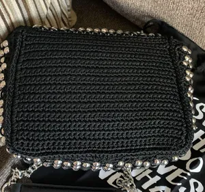Authentic KURT GEIGER LONDON SILVERSTONE STUDS CROCHETED/LEATHER FLAP CROSSBODY thumbnail 2