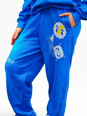 Southern Bliss Santorini patch sweat pants royal blue size Medium thumbnail 2