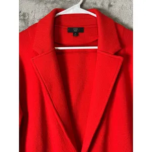 J.Crew Sophie Open Front Sweater Blazer Red Coatigan Quiet Luxury Medium thumbnail 2
