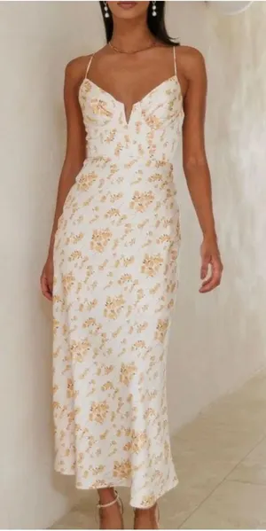 Hello Molly Floral Silk Midi Dress thumbnail 1