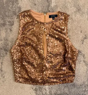 Privy Rose Gold Sequin Crop Top thumbnail 1