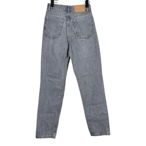 ZARA Straight Leg High Waisted Distressed Jeans Raw Hem 2 Rinsed Black #3900 thumbnail 5
