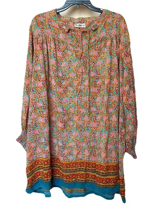 Natural Life Dara Mini Dress XL Floral Boho Hippie Resort Oversized Relaxed thumbnail 1