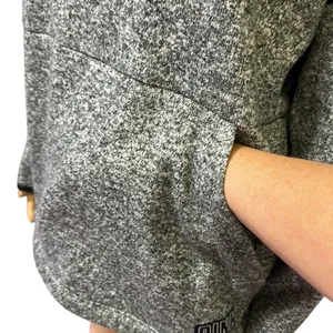 Victorias Secret PINK Heather Gray Quarter Zip Kangaroo Pocket Knit Sweatshirt M thumbnail 6