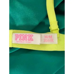 PINK Victoria's Secret mint green/neon yellow lace triangle bralette Size Medium thumbnail 8