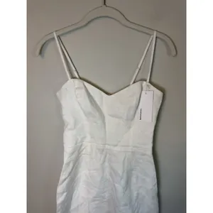 Reformation White Linen Mini Dress Sweetheart Neckline Smocked Back Sz 0 NWT thumbnail 11