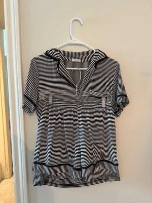 Ekouaer Pajama Set Black and White Stripe thumbnail 2