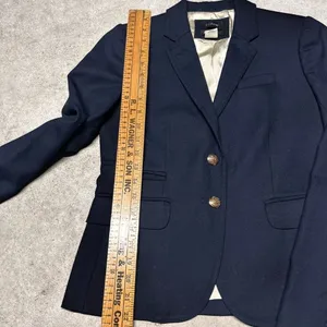J. Crew Classic Schoolboy Navy Wool Women’s Blazer Size 0 Gold Button Up thumbnail 5