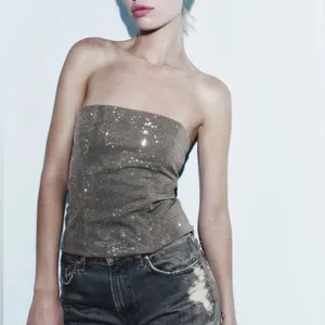 Zara strapless rhinestone top thumbnail 2