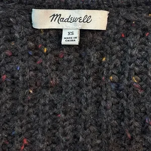 Madewell Size XS Puff Sleeve V Neck Sweater K5757 Speckled Donegal Cyclone thumbnail 6