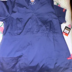 Dickies Blue Scrub Top Mock Wrap large new with tags thumbnail 1
