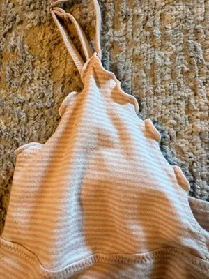 Brandy Melville pink and white stripe ruffle tank thumbnail 3