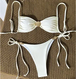 White Seashell Bikini Shein Gold thumbnail 1