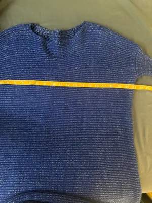 Royal blue metallic Ribbed Pocket pullover oversized knit Sweater size small thumbnail 9