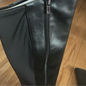 Alfani Step N Flex Elegant Black Knee-High Tall Black Faux Leather Boots NIB thumbnail 5