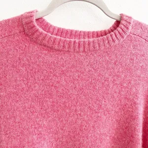 NEW H&M WOOL Sweater Medium Crew Neck Long Sleeve Ribbed Hem bubble gum pink thumbnail 6