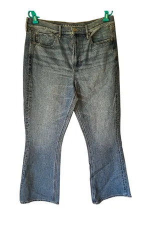 American Eagle Light Wash Distressed Flare Jean Size 12 Long thumbnail 1