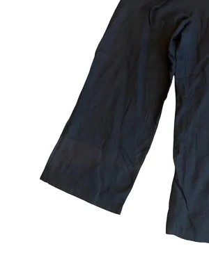 Linen & Co Black Linen Wide Leg Drawstring Pants Palazzo Cropped Large Women's thumbnail 4
