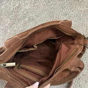 Urban Outfitters Purse Small Suede Leather Cross Body and Top Handles Zip Close thumbnail 6