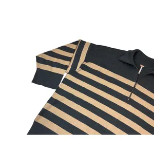 Free‎ People Womens Striped Quarter Zip Tunic Sweater Grey Tan Size M Oversized thumbnail 7