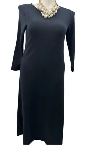 J Jill black long ponte sleeve dress size medium thumbnail 1