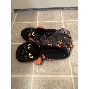 Hyde and EEK Women's Cat Flip Sequin Halloween Slipper Socks Grippers M-L 8-10 thumbnail 7