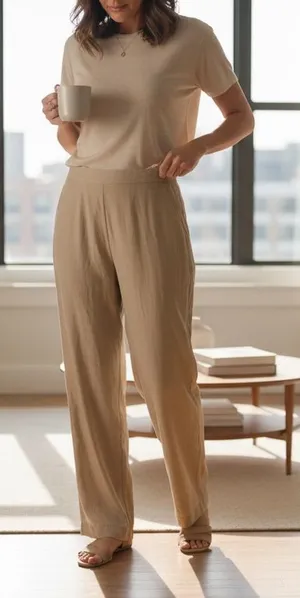 We The Free Cream High‎ Rise Flowy Side Zipper Button Beach Pants thumbnail 1