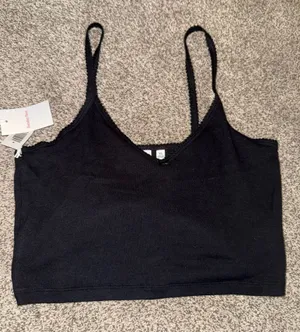 Aritzia Sunday Best Black Lace Trim Crop Camisole Tank Top Size XL thumbnail 1