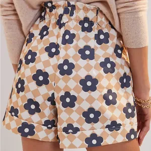 Maeve Beige Blue Floral High Waist Paper Bag Shorts 100% Cotton S thumbnail 8
