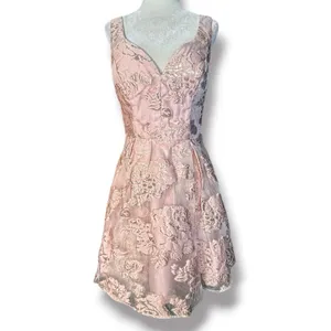 Windsor Heather Floral Burnout Organza Party‎ Dress Pink Rose Gold HOCO Coquette thumbnail 6