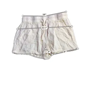 Kensie Cream Gauze Drawstring Shorts Pom Pom Trim‎ Pockets Womens Large thumbnail 3