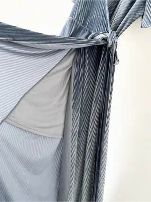 Baltic Born Steel Blue Andi Ribbed Velvet Romantic Bridesmaid Wrap Maxi Dress thumbnail 6