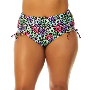 Salt + Cove Plus Size Leopard Love Side-Cinch Bikini Bottoms Colorful 1X thumbnail 1