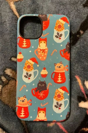 Cute iPhone 15plus Christmas cat case from Etsy thumbnail 1